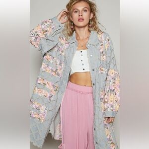 POL floral print denim jacket jacket